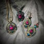 925 silver over gold plated Indian Multi Stone Necklace Earring Ring Set