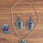 925 silver over gold plated Indian Multi Stone Necklace Earring Ring Set