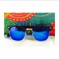 Polarized Clubmaster Black Frame Half Frame Shape Blue Mirror Lenses Sunglasses