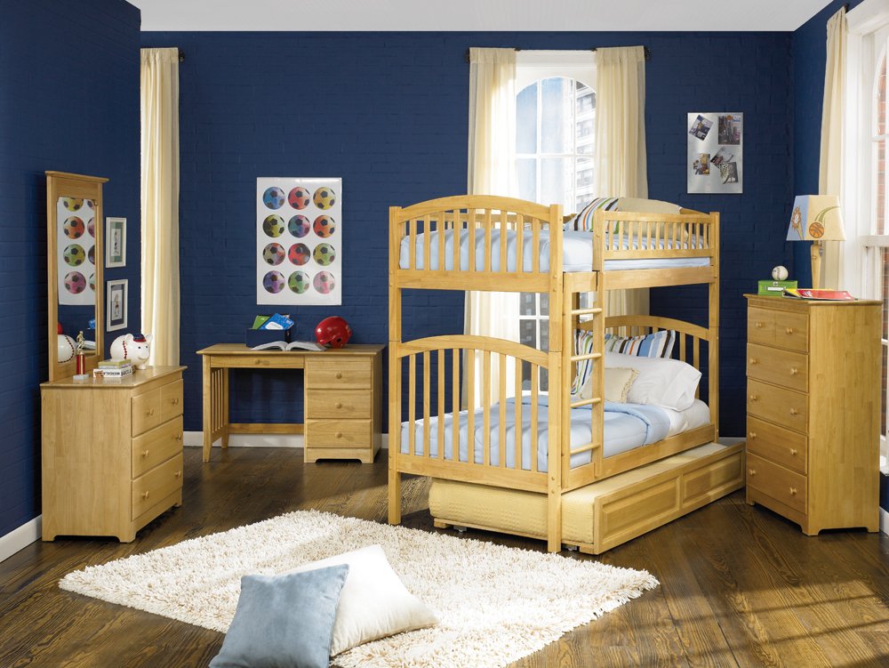 Richmond Twin over Twin Natural Maple Bunk Bed with Raised Panel