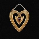 Beautiful Heart Gemstone Brass Earrings - Tribal Jewelry - Love Earrings - Brass Jewelry