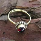 Brass Toe Ring With Red Garnet - Brass Above Knuckle Ring - Adjusable Brass Ring