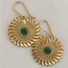 Brass Earrings - Brass Flower Earrings - Ethnic Earrings - Gemstone Jewelry - Onyx Jewelry