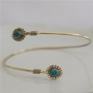 Brass Armlet Bracelet With Turquoise Gemstone - Turquoise Armlet - Tribal Jewelry