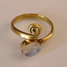 Brass Toe Ring With Monnstone - Adjusable Brass Ring - Gemstone Toe Ring