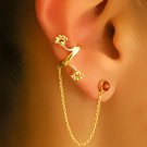 Gold Ear Cuff - Ear Climber - Climber Earrings - Gemstone Earrings - Onyx Ear Cuff