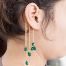 Gold Ear Cuff - Ear Wrap - Wrap Earrings - Gemstone Earrings - Green Onyx Ear Cuff