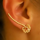Gold Ear Cuff - Ear Climber - Climber Earrings - Gemstone Earrings - Onyx Ear Cuff
