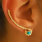 Gold Ear Cuff - Ear Climber - Climber Earrings - Gemstone Earrings - Turquoise Ear Cuff