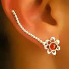 Silver Ear Cuff - Ear Climber - Climber Earrings - Gemstone Earrings - Red Onyx Ear Cuff