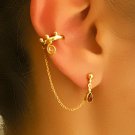 Gold Ear Cuff - Ear Climber - Climber Earrings - Gemstone Earrings - Onyx Ear Cuff
