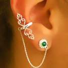 Silver Ear Cuff - Ear Climber - Climber Earrings - Gemstone Earrings - Onyx Ear Cuff -