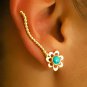 Gold Ear Cuff - Ear Climber - Climber Earrings - Gemstone Earrings - Onyx Ear Cuff