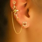 Gold Ear Cuff - Ear Climber - Climber Earrings - Gemstone Earrings - Onyx Ear Cuff