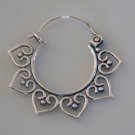 Silver Earrings - Silver Hoops - Ethnic Hoops - Gypsy Hoops - Ethnic Earrings - Heart Earrings