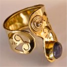 Adjustable Brass And Labradorite Ring - Tribal Jewelry - Ethnic Jewelry - Native American Jewelry