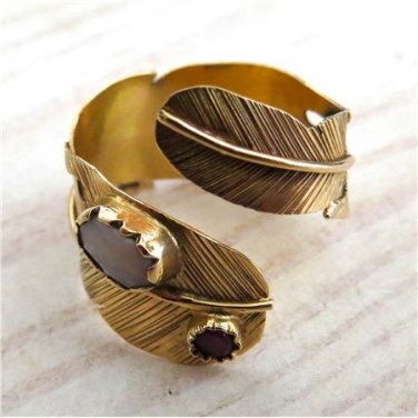 Beautiful 14k Gold Feather Ring - One Of A Kind - Tribal Jewelry - Ethnic Jewelry