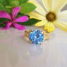 Blue Topaz Ring - December Birthstone - Gold Ring - Prong Ring - Gemstone Ring