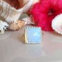 Opalite Ring - Square Crown Ring - Gemstone Ring - Delicate Ring