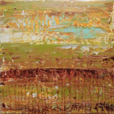 Original Contemporary Abstract Landscape Painting Asil 16x16" GeoHorizon series