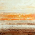 Large Original Modern Abstract Painting in orange Asil 34x36" GeoHorizon series