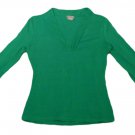 Womens Green ANN TAYLOR Pullover Blouse SP Small Petite Cotton Blend