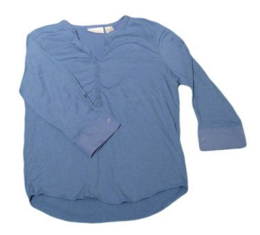 Womens Blue LIZ CLAIBORNE Pullover Blouse S Small Polyester Blend