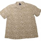 Mens Brown Tan CHAPS RALPH LAUREN Short Sleeve Shirt XL Flax Blend