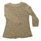 Womens Green Brown CROFT & BARROW Long Sleeve Stretch Blouse Small Polyester