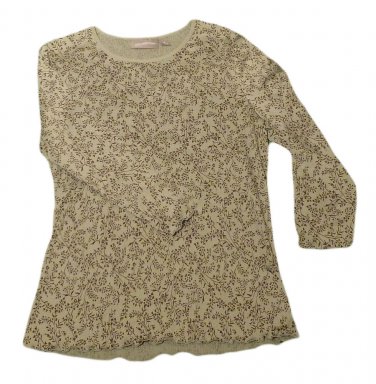 Womens Green Brown CROFT & BARROW Long Sleeve Stretch Blouse Small Polyester