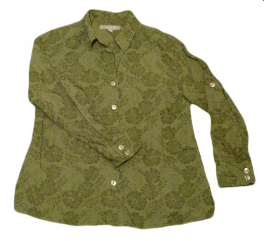 Womens Green CROFT & BARROW Women's Button Front Blouse Medium