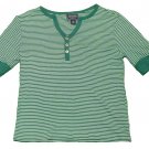 Womens Green White CHAPS RALPH LAUREN Pullover Blouse Small