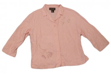 Womens Pink REQUIREMENTS Button Down Blouse 14