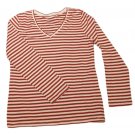 Womens Red Off White Gold Metallic LAURA SCOTT Pullover Blouse Medium