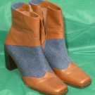 WORTHINGTON "SHANIA" Women's Leather & Denim Ankle Boots Size 8 1/2 M