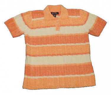 Womens Orange Pink Off White DENIM & CO Pullover Blouse Small NWT