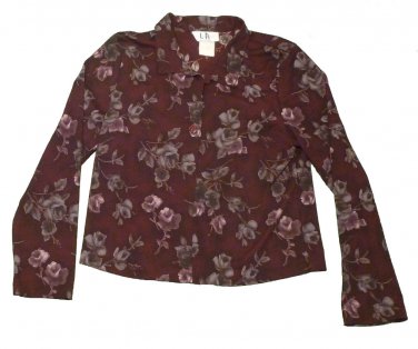Womens Maroon Purple Gray LOS ANGELES GAL Blouse S/M