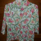 Womens Green White Gray STUDIO WORKS Button Down Blouse Medium
