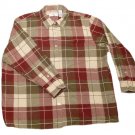 Womens Maroon Green Tan MS LEE Button Front Blouse 3X