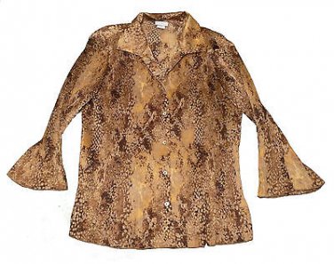 Womens Brown Tan Gray JACLYN SMITH Blouse Large