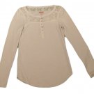 Womens Tan MOSSIMO SUPPLY CO Half Button Pullover Blouse Shirt Small