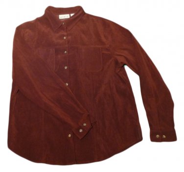 Womens Maroon WHITE STAG Button Front Stretch Blouse Ladies Large