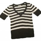Womens Gray Off White OLD NAVY V-Neck Pullover Blouse Medium