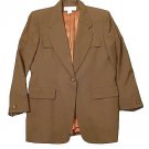 Womens Green JONES NEW YORK Blazer Suit Jacket 12 100% Wool Solid Lined