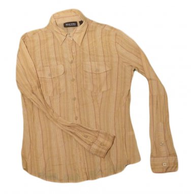 Womens Rust Brown Tan NEW YORK & COMPANY Button Front Blouse XS