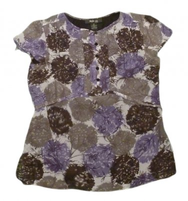 Womens Purple Black Gray STYLE & CO Half Button Blouse 6P