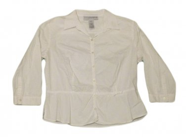 Womens White SAG HARBOR Button Down Blouse 10