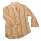Womens Orange White Brown UNITI Stretch Button Front Blouse Medium NWT