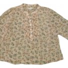 Womens Brown Tan Green PINKY Pullover Half Button Blouse XL