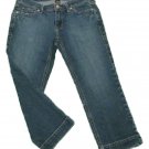 Womens Blue NEW YORK & CO Denim Capris 4 Cotton Blend Inseam 21